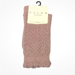 FALKE Seasons Mauve Silver Metallic Crew Socks See Through Knit